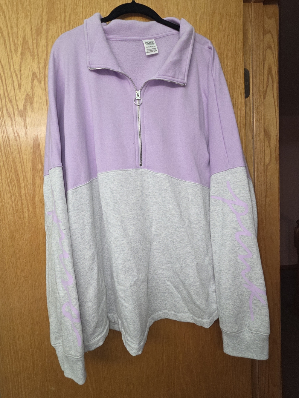 PINK Victoria's Secret Lavender and Light Gray Half-Zip Pullover